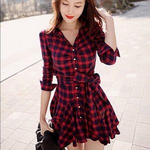 Plaid dress with flared bottom